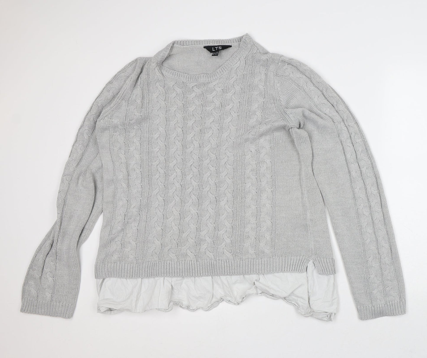LTS Womens Grey Round Neck Acrylic Pullover Jumper Size 14
