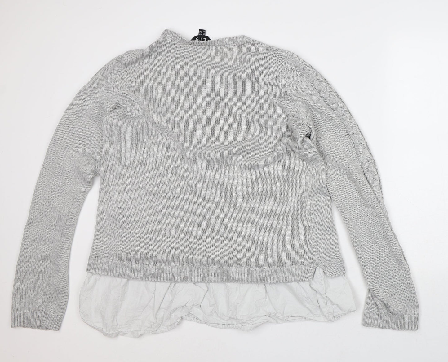 LTS Womens Grey Round Neck Acrylic Pullover Jumper Size 14