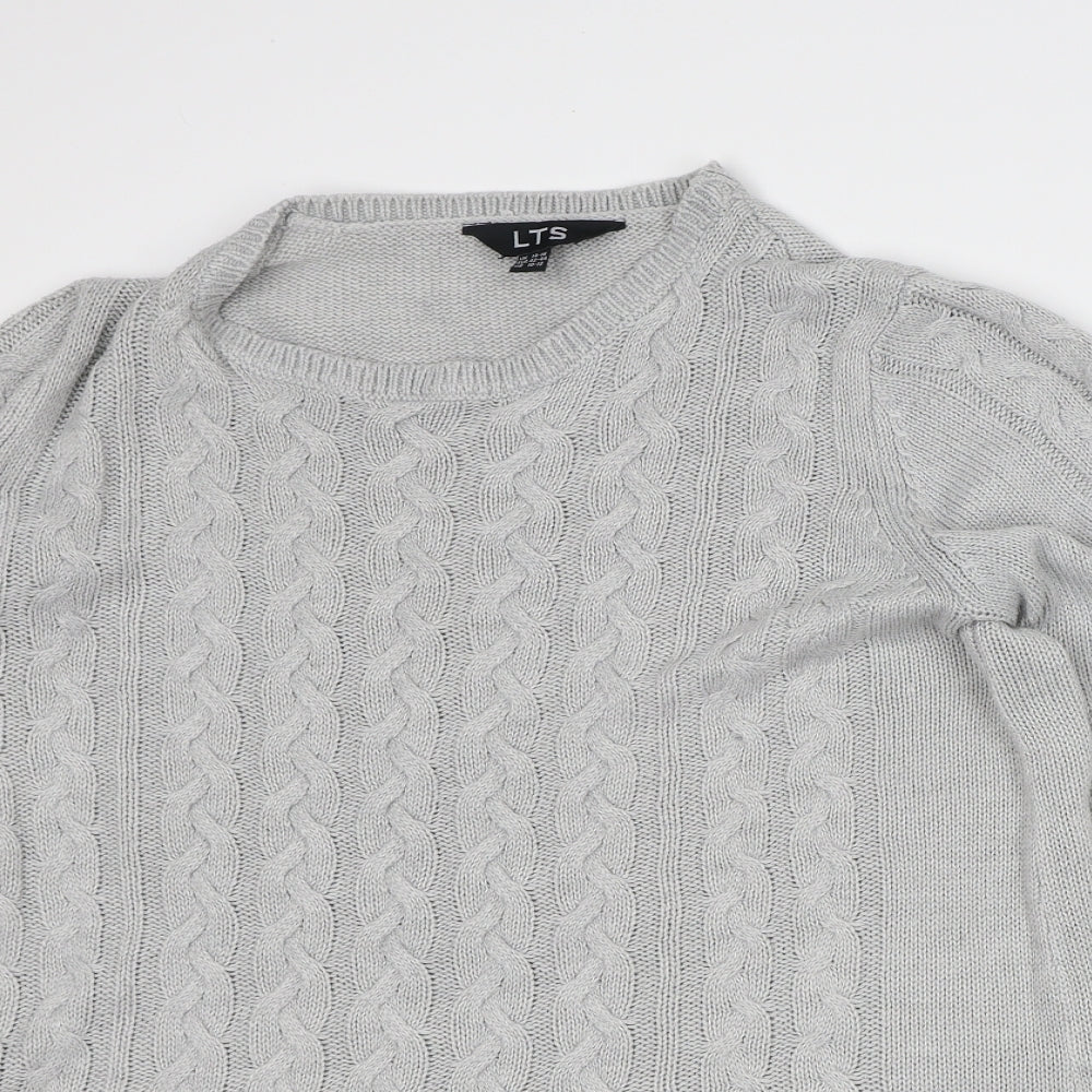 LTS Womens Grey Round Neck Acrylic Pullover Jumper Size 14