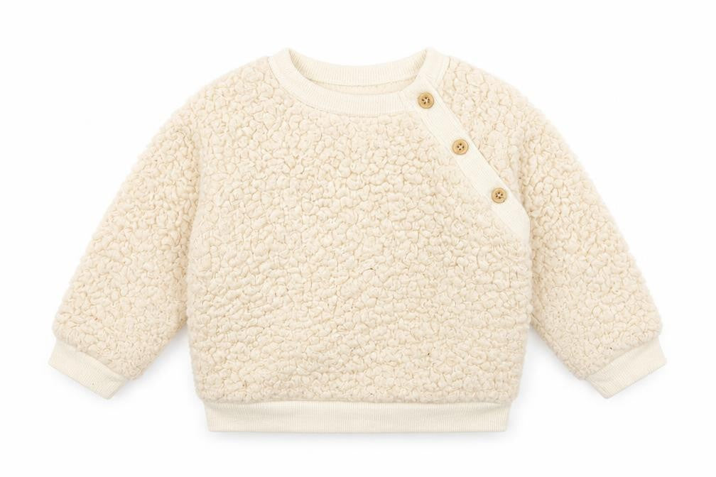 PL:Baby Baby Beige Polyester Pullover Jumper Size 9-12 Months Snap - Woolen Texture