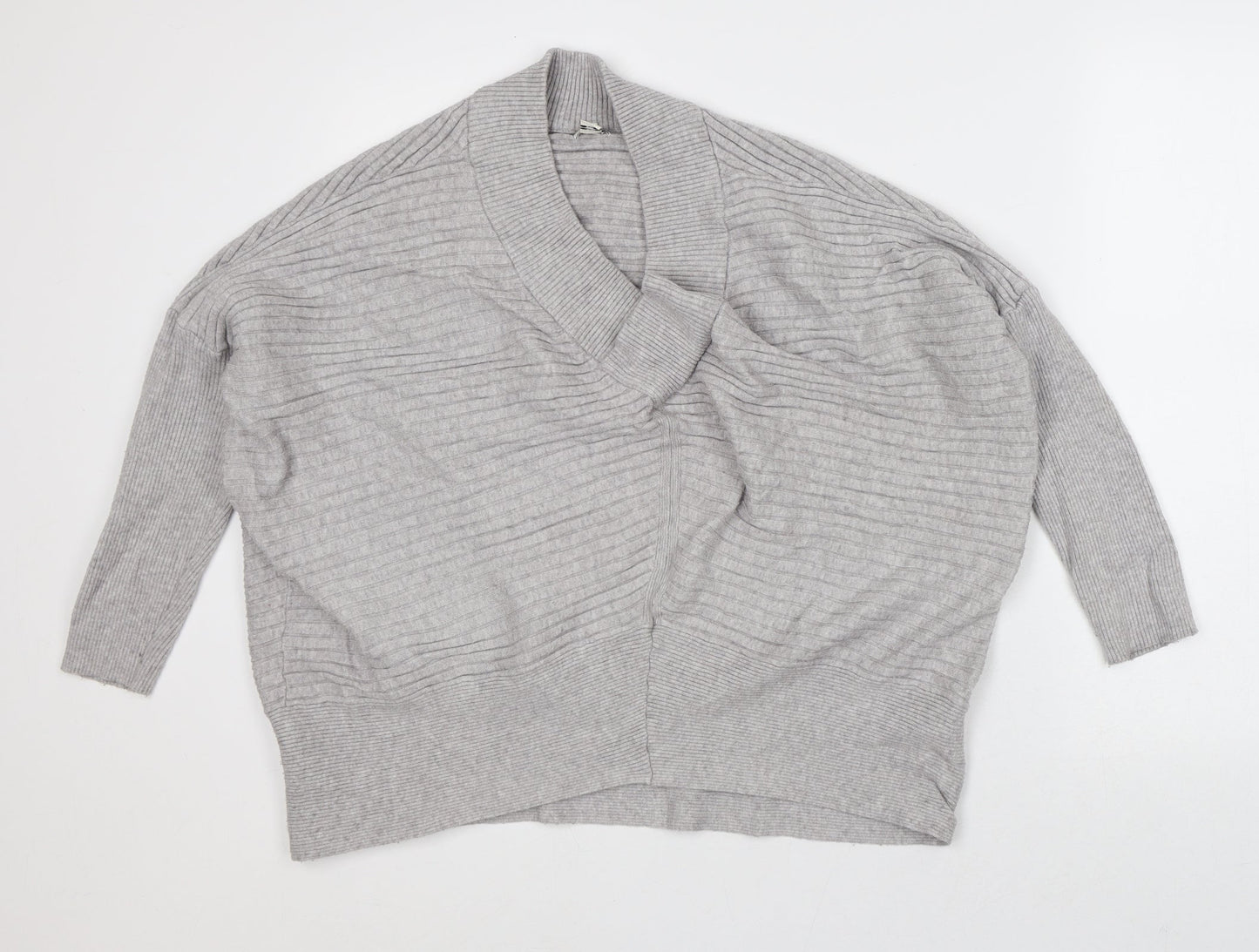 River Island Womens Grey V-Neck Polyester Pullover Jumper Size M