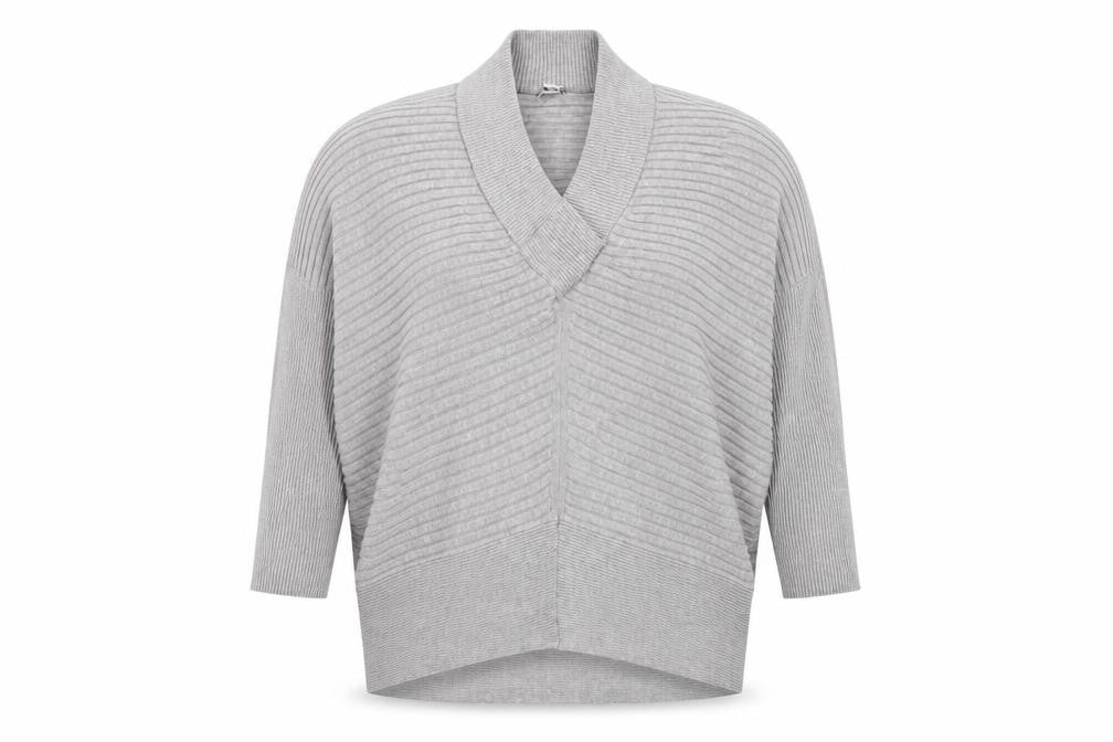 River Island Womens Grey V-Neck Polyester Pullover Jumper Size M