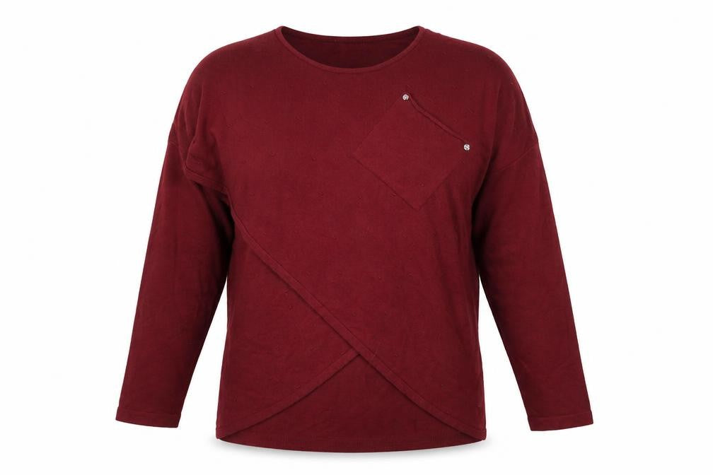 Preworn Womens Red Round Neck Polyester Wrap Jumper Size L