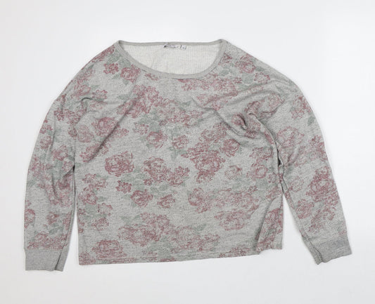 New Look Womens Grey Floral Polyester Pullover Sweatshirt Size 14