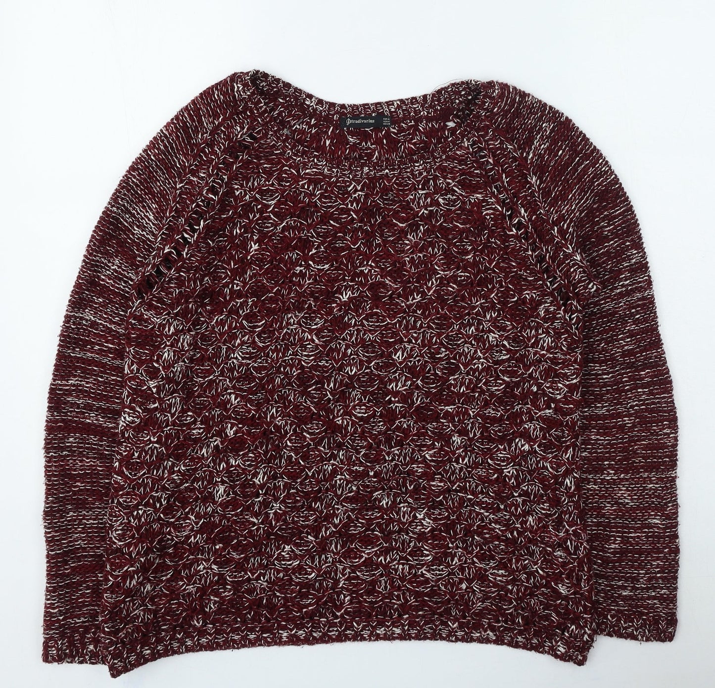 Stradivarius Womens Red Round Neck Acrylic Pullover Jumper Size M