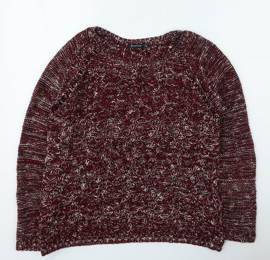 Stradivarius Womens Red Round Neck Acrylic Pullover Jumper Size M