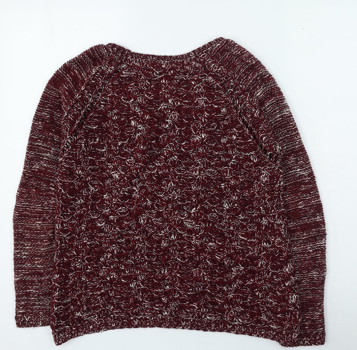 Stradivarius Womens Red Round Neck Acrylic Pullover Jumper Size M