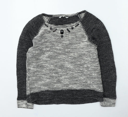 Peacocks Womens Grey Round Neck Cotton Pullover Jumper Size 8