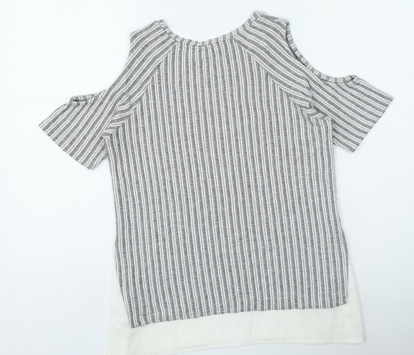 Papaya Womens Grey Round Neck Striped Viscose Pullover Jumper Size 10