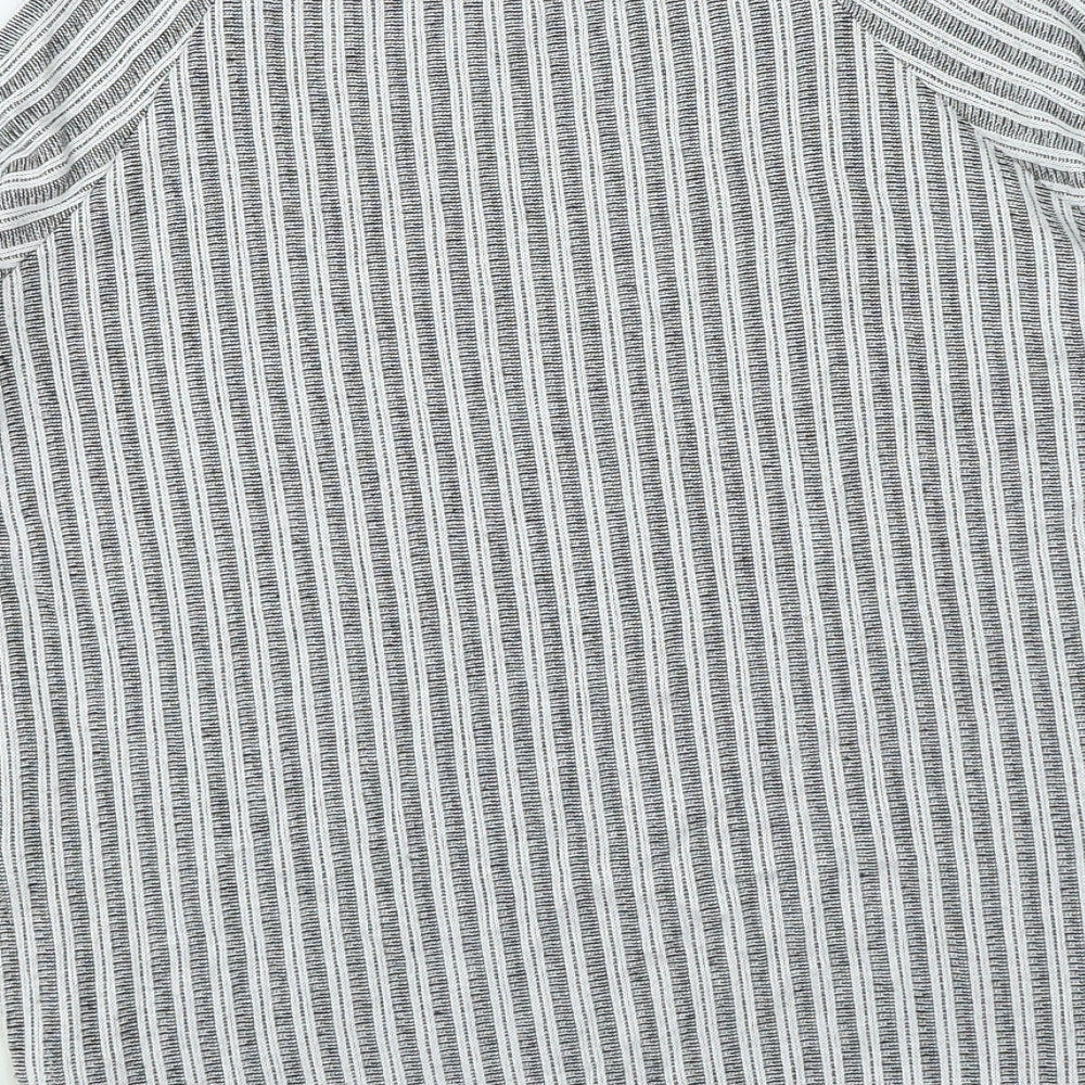 Papaya Womens Grey Round Neck Striped Viscose Pullover Jumper Size 10