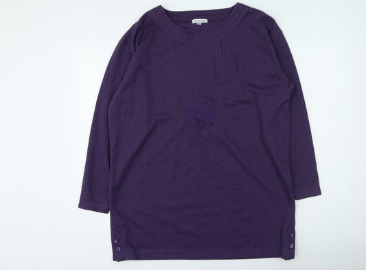 South Lodge Womens Purple Round Neck Polyester Pullover Jumper Size M