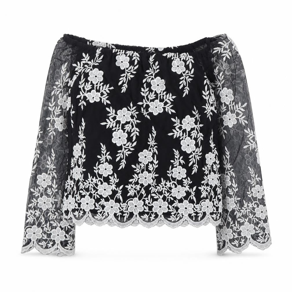 Lipsy Womens Black Square Neck Floral Polyamide Pullover Jumper Size 8
