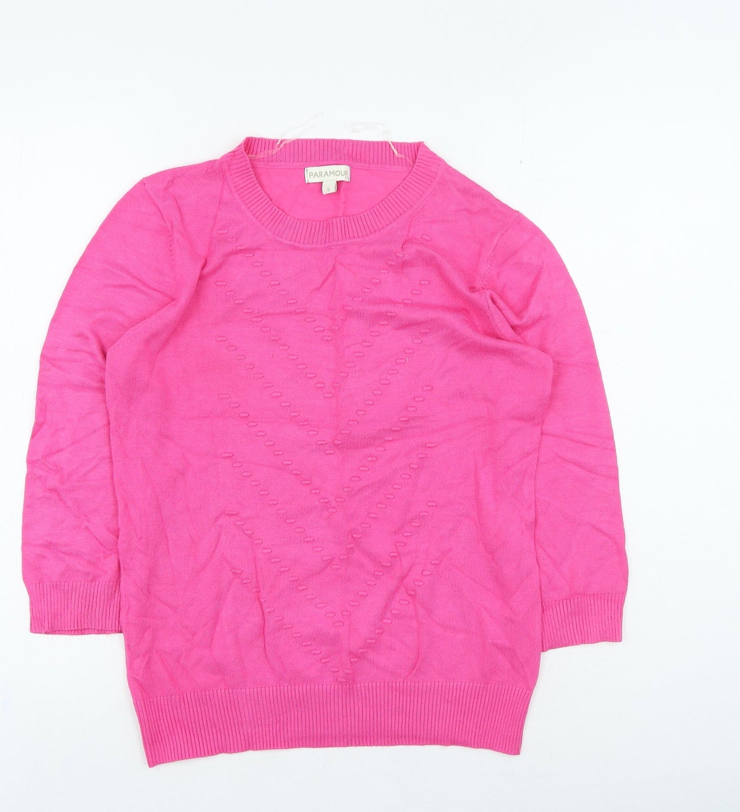 Paramour Womens Pink Round Neck Viscose Pullover Jumper Size S