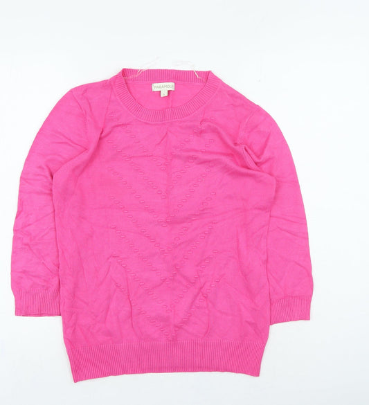 Paramour Womens Pink Round Neck Viscose Pullover Jumper Size S