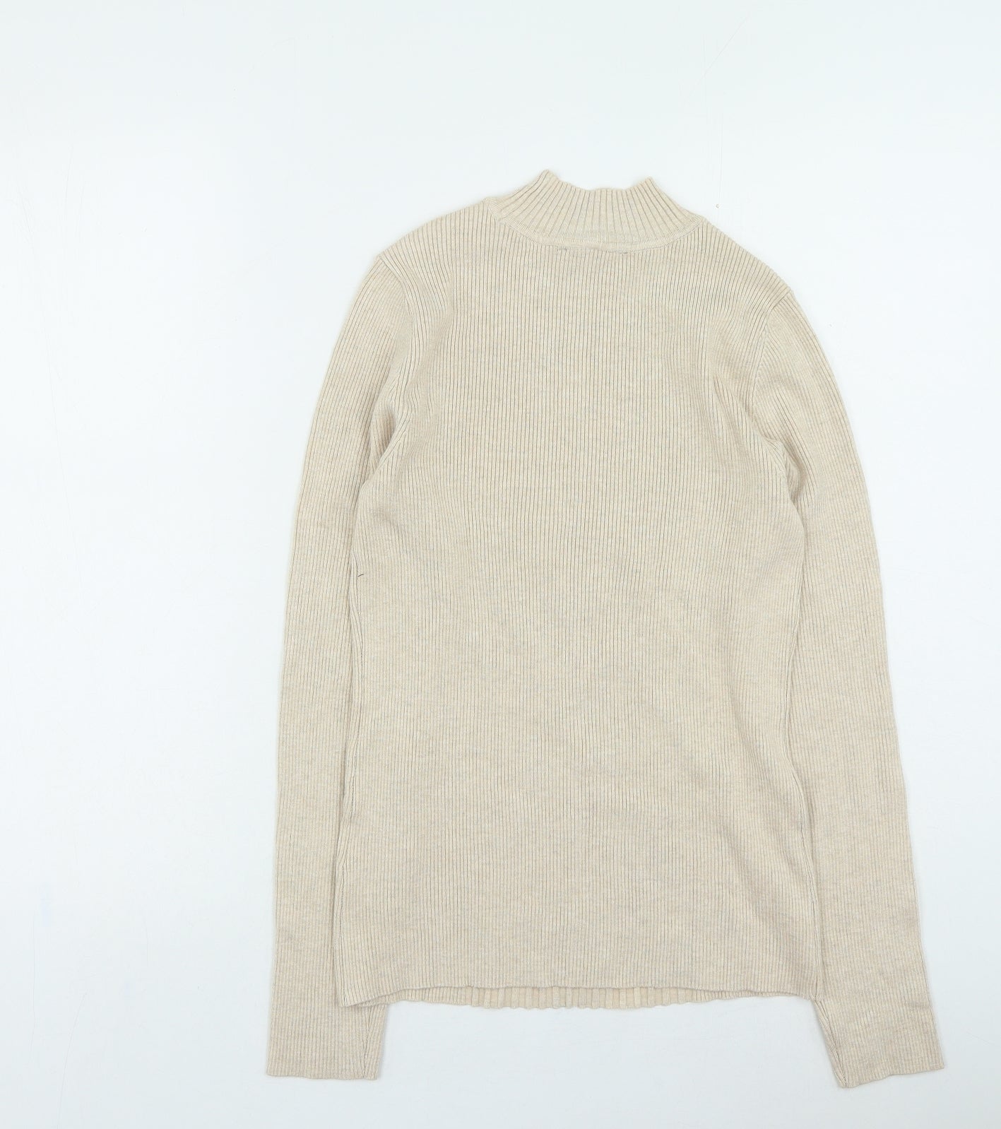 International Womens Beige High Neck Rayon Pullover Jumper Size M