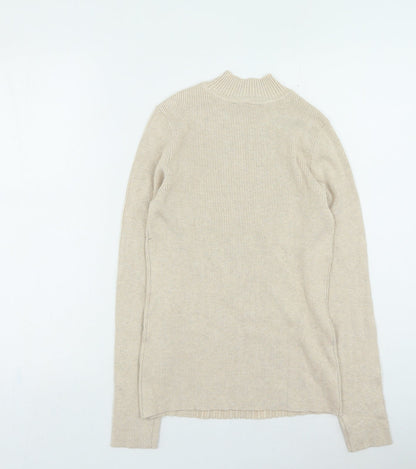 International Womens Beige High Neck Rayon Pullover Jumper Size M