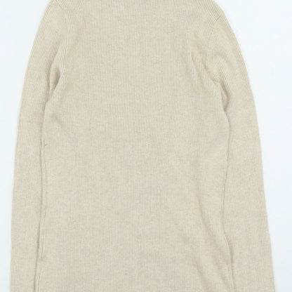 International Womens Beige High Neck Rayon Pullover Jumper Size M