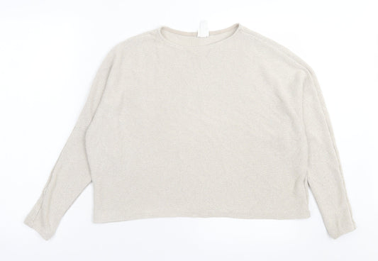 H&M Womens Beige Crew Neck Viscose Pullover Jumper Size M
