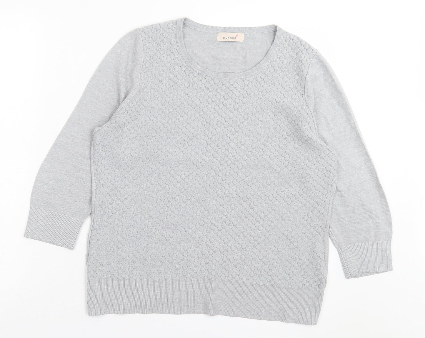Per Una Womens Grey Crew Neck Acrylic Pullover Jumper Size 14