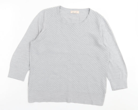 Per Una Womens Grey Crew Neck Acrylic Pullover Jumper Size 14