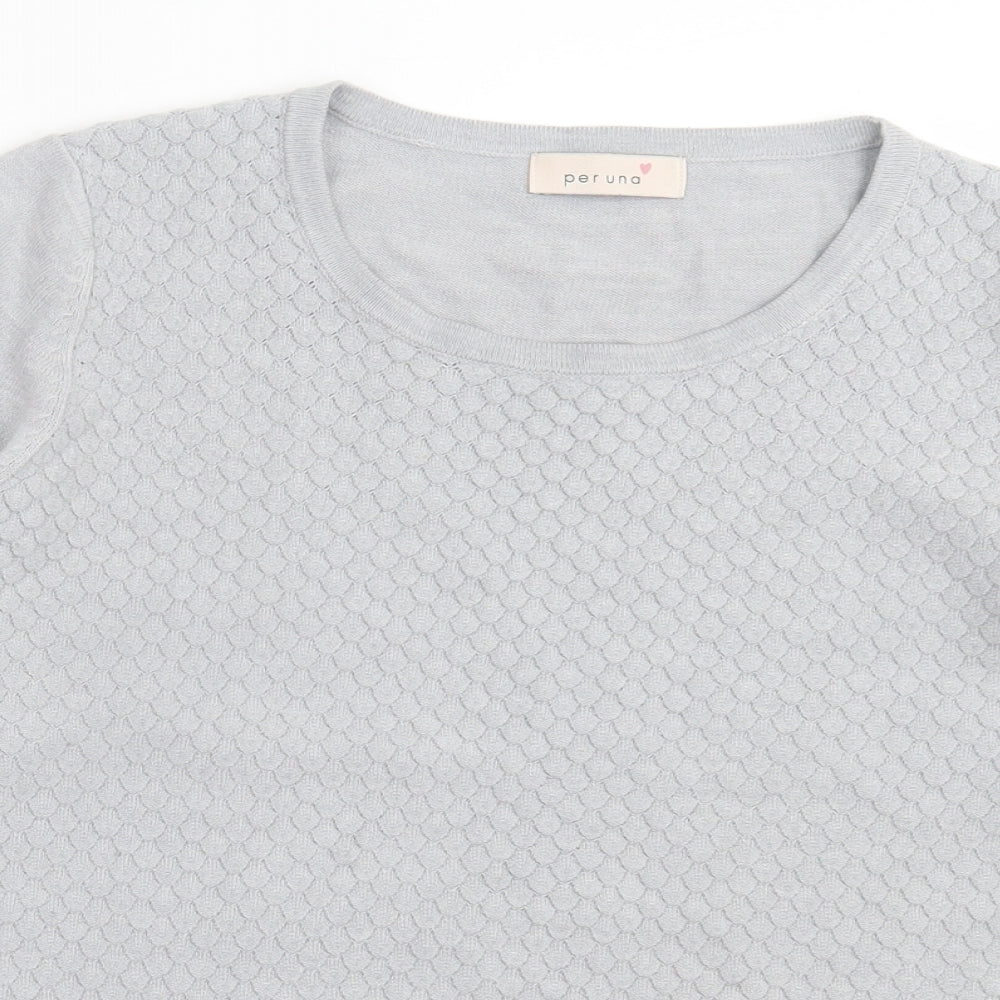Per Una Womens Grey Crew Neck Acrylic Pullover Jumper Size 14