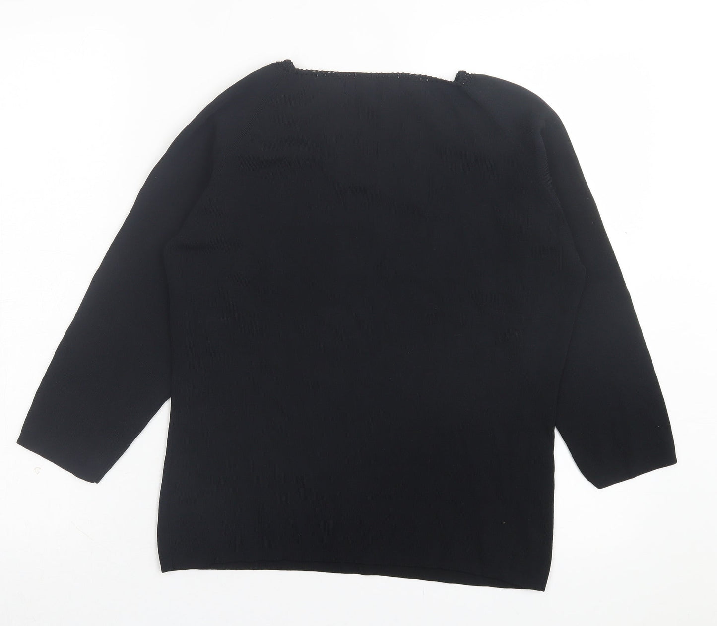 Debbie Morgan Womens Black Viscose Basic T-Shirt Size M V-Neck