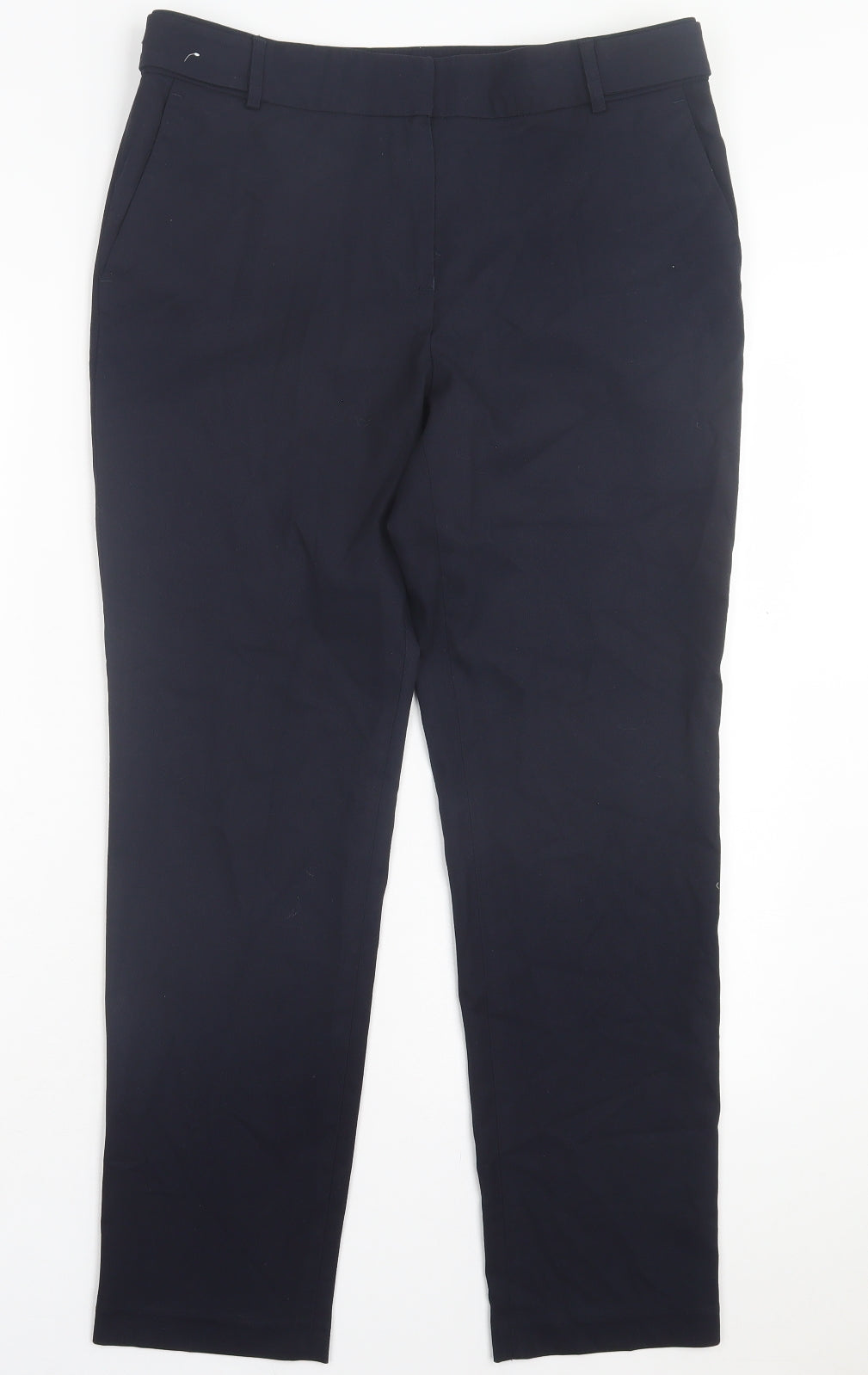 NEXT Womens Blue Polyester Trousers Size 10 L28 in Regular Hook & Eye