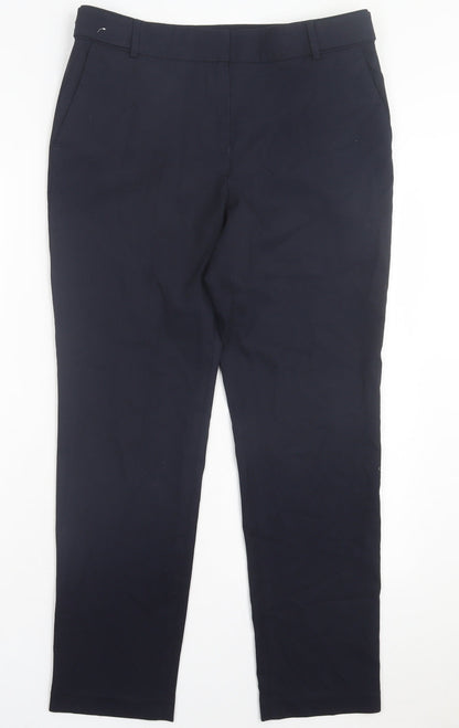 Next Womens Blue Polyester Trousers Size 10 L28 in Regular Hook & Eye