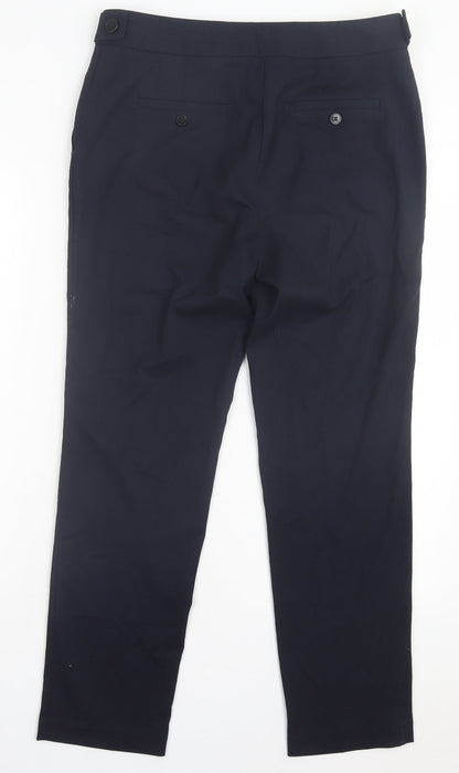 Next Womens Blue Polyester Trousers Size 10 L28 in Regular Hook & Eye