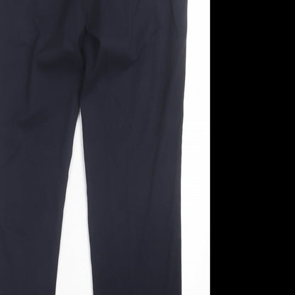 Next Womens Blue Polyester Trousers Size 10 L28 in Regular Hook & Eye