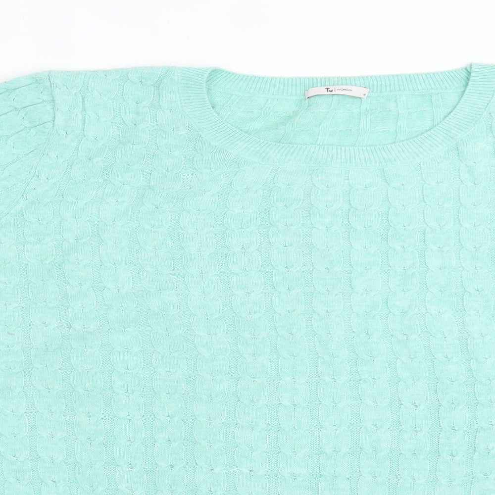 YU Womens Green Crew Neck Acrylic Pullover Jumper Size 14