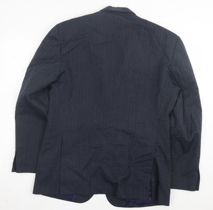 Preworn Mens Blue Striped Wool Jacket Suit Jacket Size 42