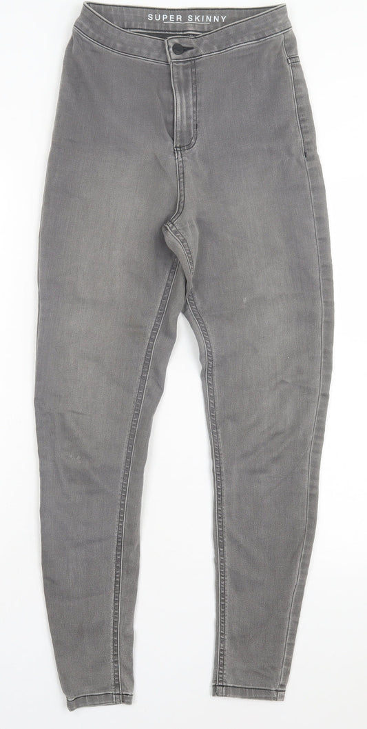 Marks and Spencer Womens Grey Cotton Skinny Jeans Size 8 L28 in Regular Button