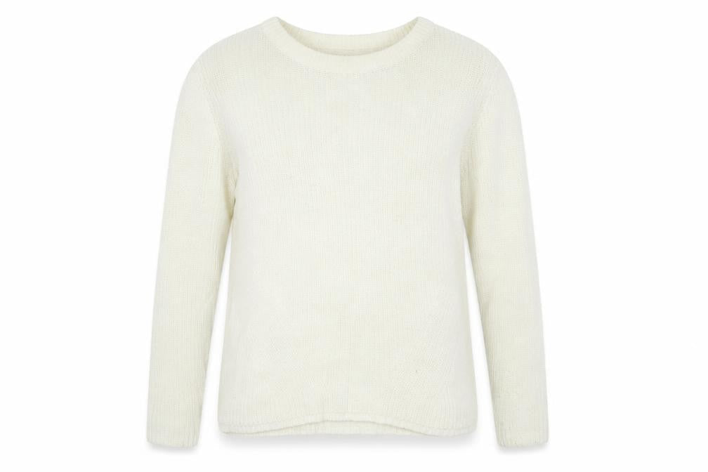 Avenue Womens White Crew Neck Acrylic Pullover Jumper Size 12