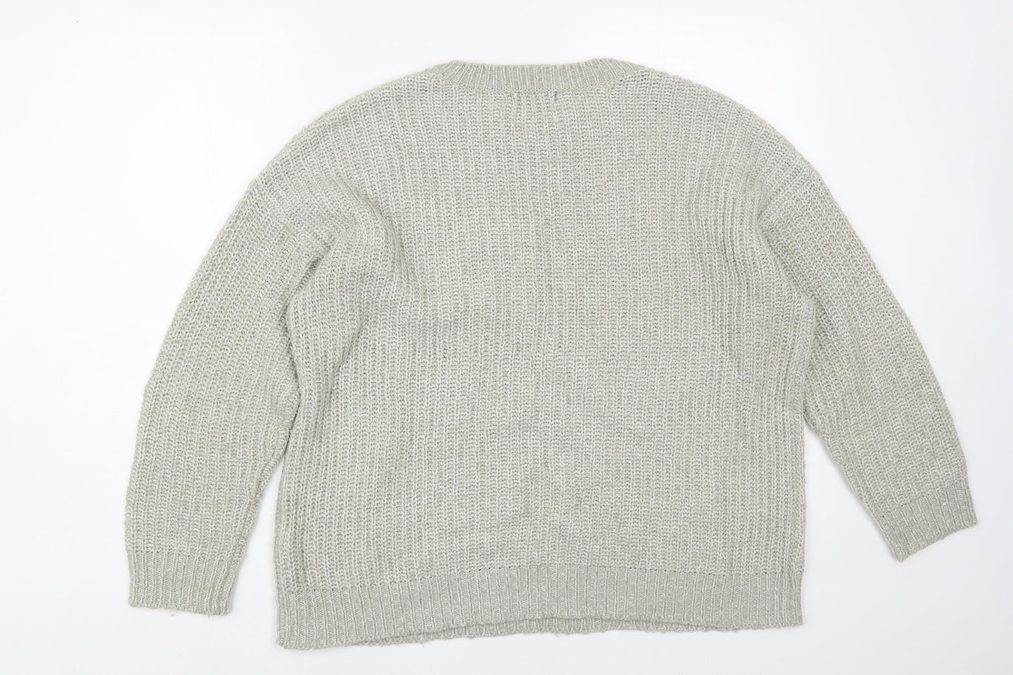 New Look Womens Grey Crew Neck Acrylic Pullover Jumper Size M