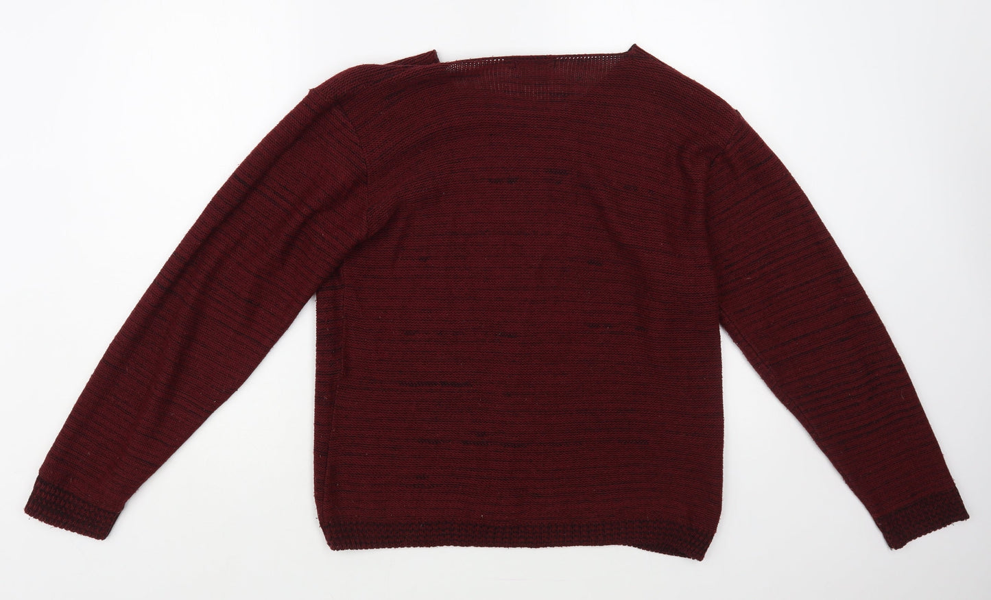 Mia Moda Womens Red Boat Neck Acrylic Pullover Jumper Size M - Heart