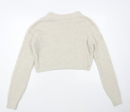 Prett Womens Beige Boat Neck Polyester Pullover Jumper Size M