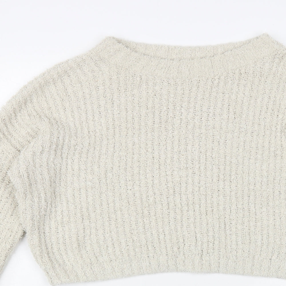 Prett Womens Beige Boat Neck Polyester Pullover Jumper Size M