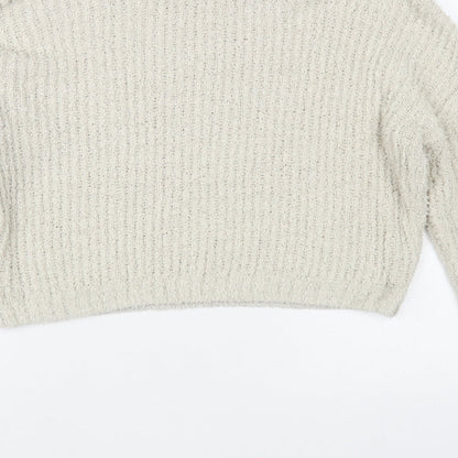 Prett Womens Beige Boat Neck Polyester Pullover Jumper Size M
