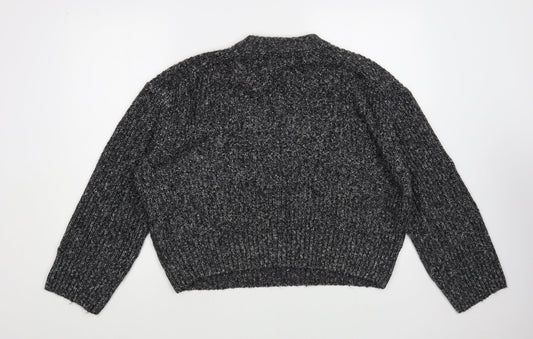 H&M Womens Grey High Neck Cotton Pullover Jumper Size M