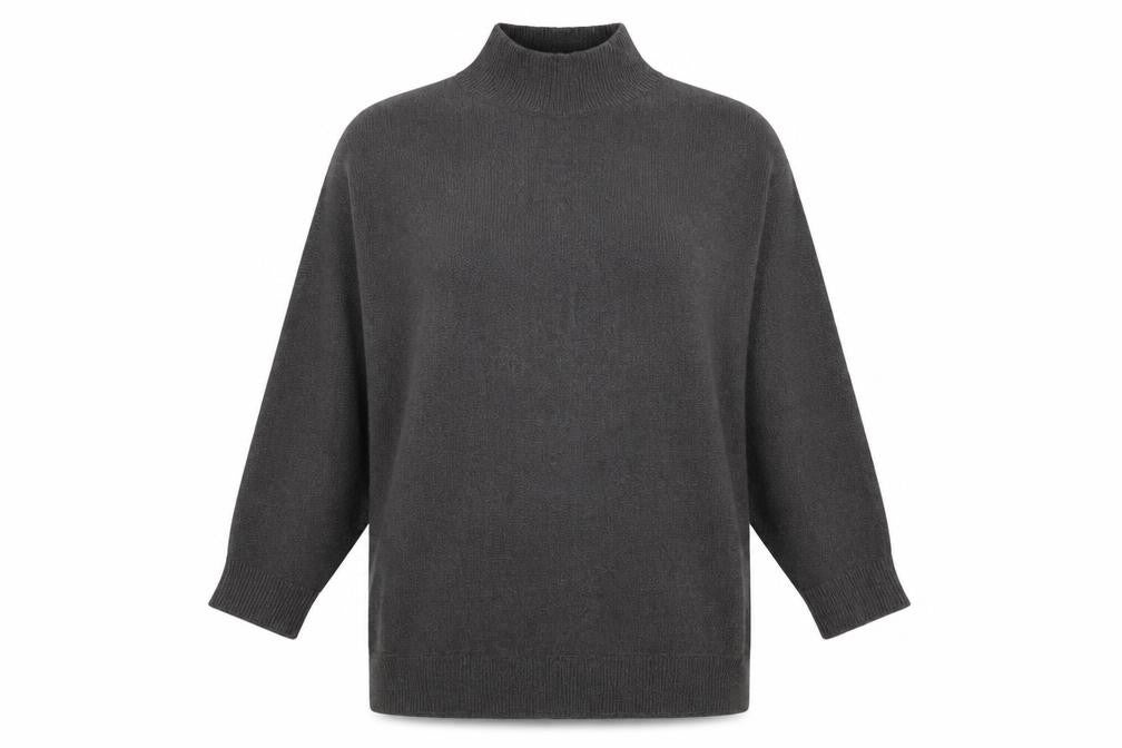 PRETTYLITTLETHING Womens Grey High Neck Acrylic Tunic Jumper Size S