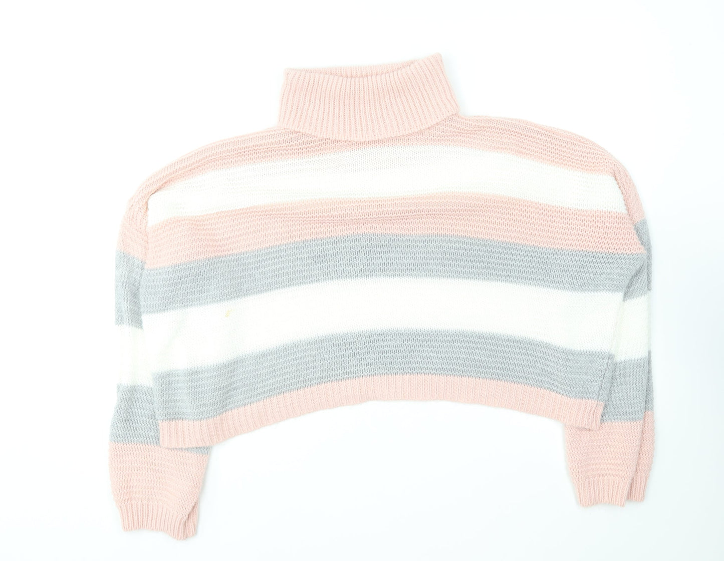Quiz Womens Multicoloured Roll Neck Striped Acrylic Pullover Jumper Size M