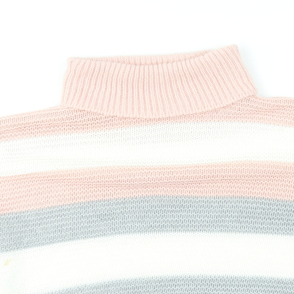 Quiz Womens Multicoloured Roll Neck Striped Acrylic Pullover Jumper Size M