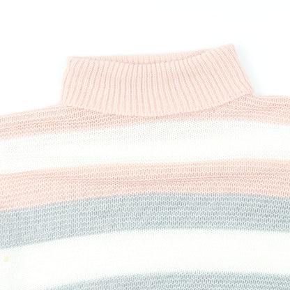 Quiz Womens Multicoloured Roll Neck Striped Acrylic Pullover Jumper Size M