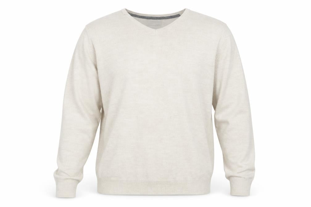 Marks & Spencer Mens Beige V-Neck Acrylic Pullover Jumper Size XL