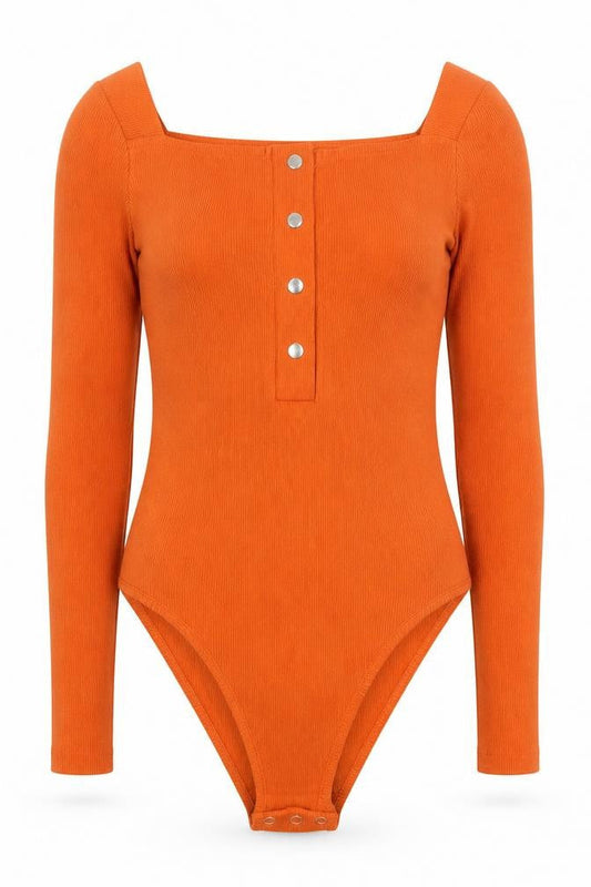 Lalita Womens Orange Cotton Bodysuit One-Piece Size 10 Snap