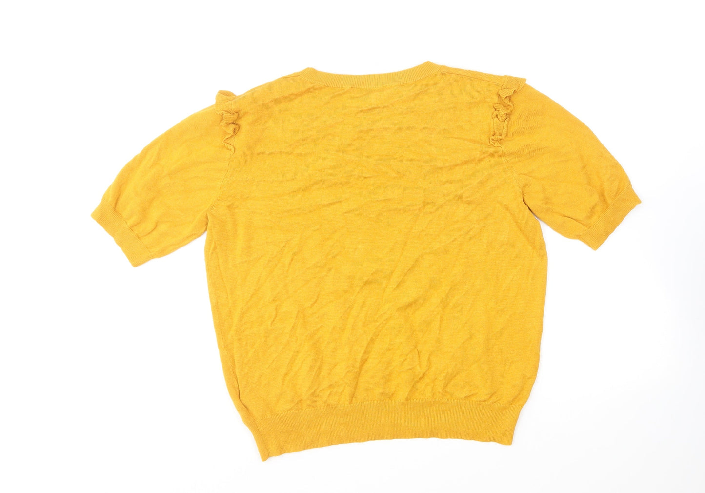 Oasis Womens Yellow Round Neck Acrylic Pullover Jumper Size L