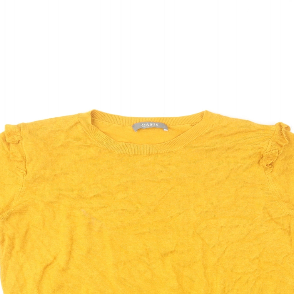Oasis Womens Yellow Round Neck Acrylic Pullover Jumper Size L