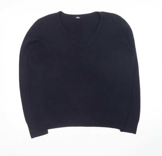 Marks and Spencer Womens Blue Round Neck Acrylic Pullover Jumper Size 14