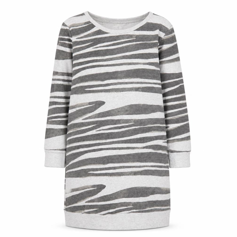 NEXT Girls Grey Geometric 100% Cotton Jumper Dress Size 8 Years Round Neck Pullover